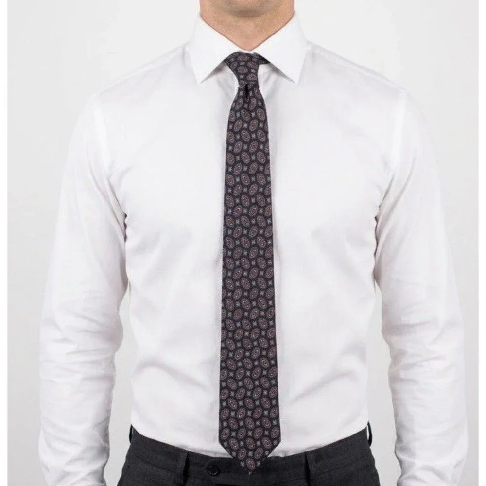 Jos. A. Bank Executive Collection Men’s Navy Gray Wine Geo Print 100% Silk Tie